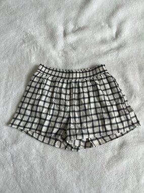 Aerie NWT Black and White Checkered Boxer Shorts for Women